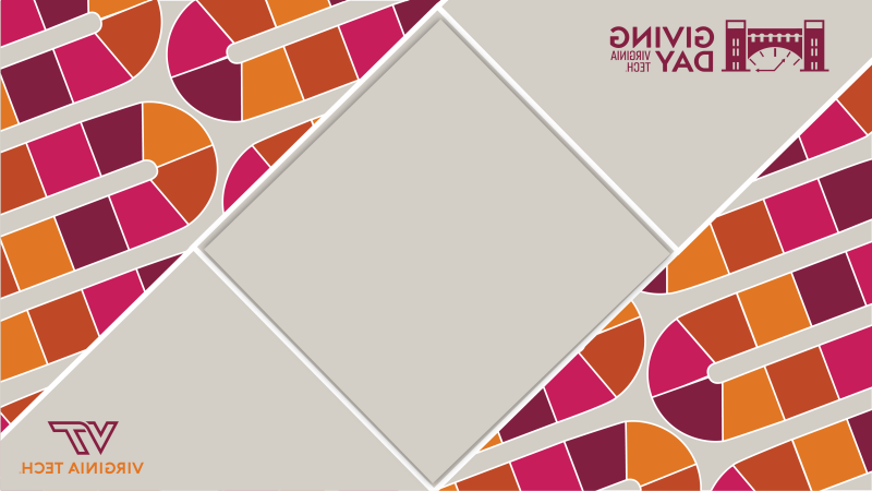 A mirrored image of a colorful colorful game board and the Giving Day at Virginia Tech logo.